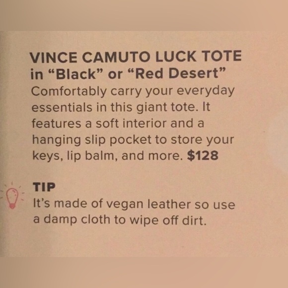 Brand New Vince Camuto Black Vegan Leather Women’s Tote Bag - Picture 7 of 7